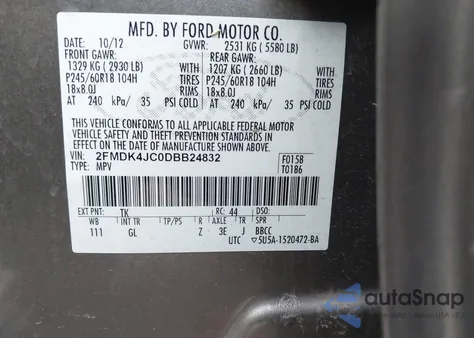 2013 Ford Edge Sel z USA, uszkodzony, nr VIN 2FMDK4JC0DBB24832